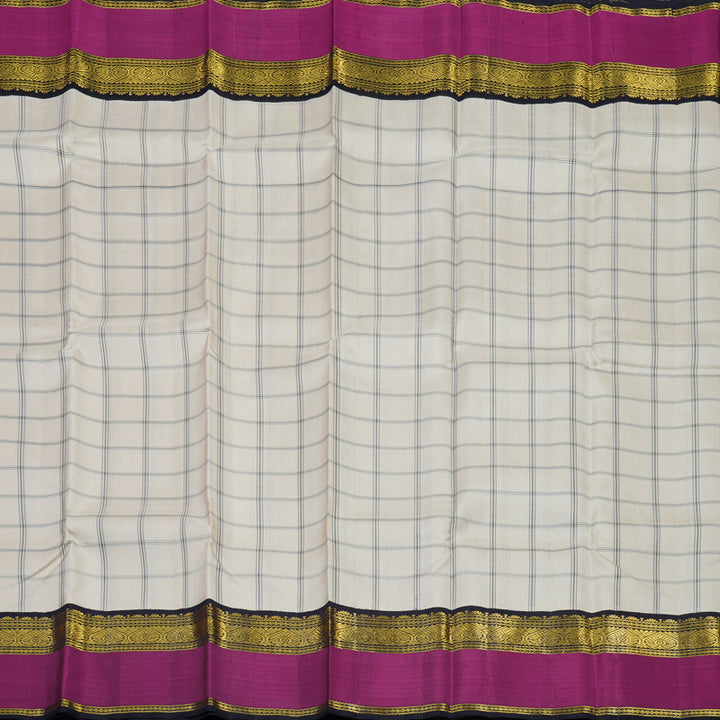 Hayagrivas Handloom Cream Kanjivaram Silk Saree with Black contrast KBE1600K6-2