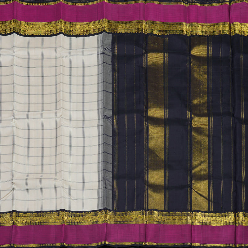 Hayagrivas Handloom Cream Kanjivaram Silk Saree with Black contrast KBE1600K6-2