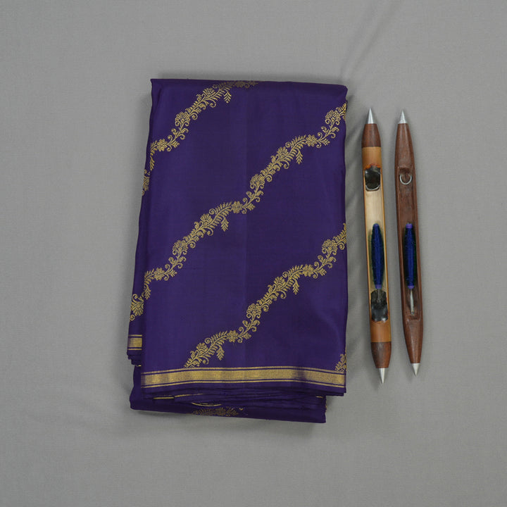 Hayagrivas Handloom Purplish Blue Kanjivaram Silk Saree KBE1601K11-1