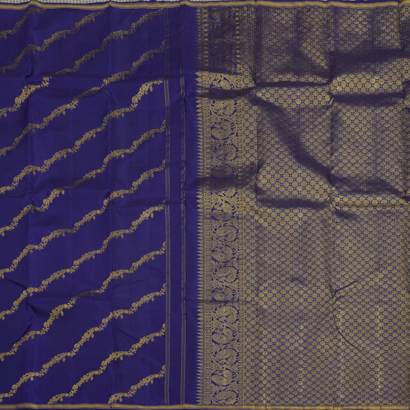 Hayagrivas Handloom Purplish Blue Kanjivaram Silk Saree KBE1601K11-1