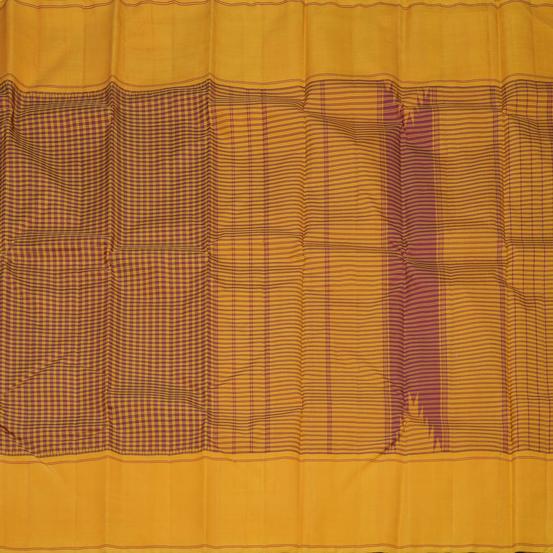 Hayagrivas Handloom Thread Work Silk Saree in Mustard & Maroon Checks KBE1601K2-1