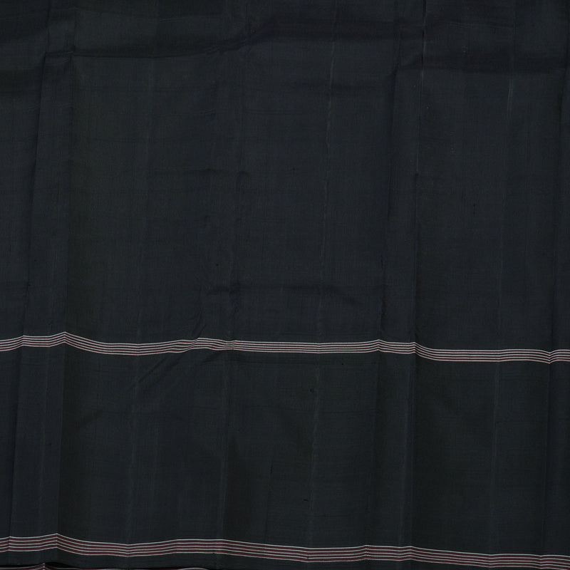 Hayagrivas Handloom Half-White Kanjivaram Silk Saree with Black Border KBE1601K3-1