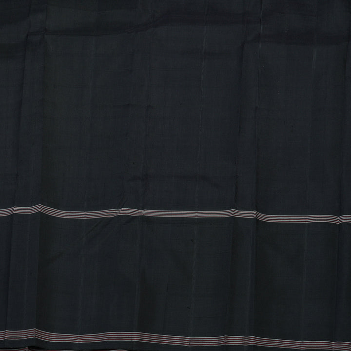 Hayagrivas Handloom Half-White Kanjivaram Silk Saree with Black Border KBE1601K3-1