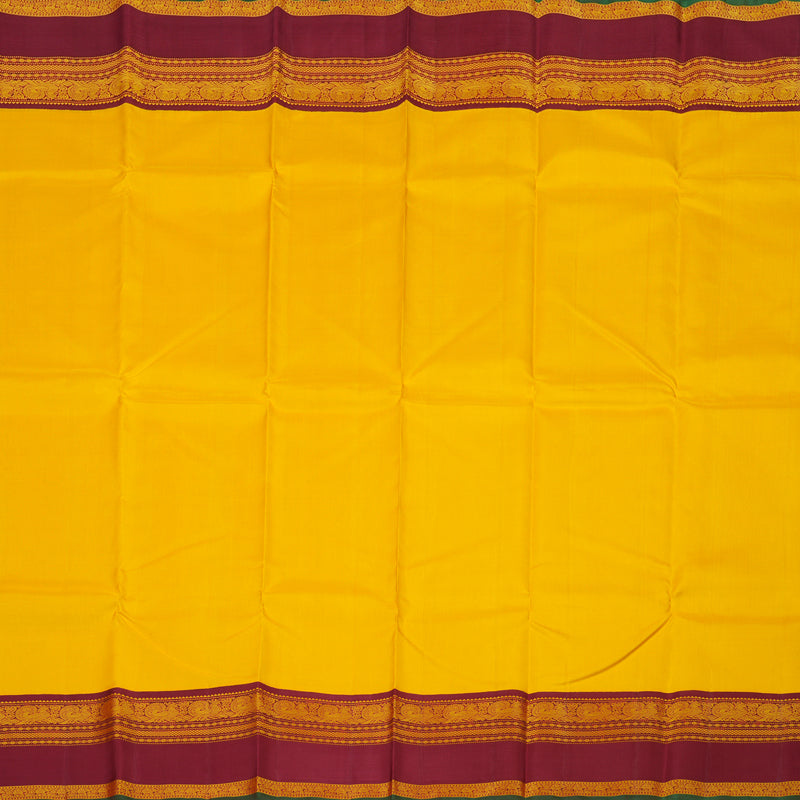 Hayagrivas Handloom Yellow Kanjivaram Silk Saree with Maroon Border KBE1601K4-1