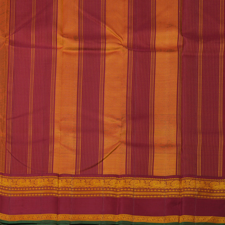 Hayagrivas Handloom Yellow Kanjivaram Silk Saree with Maroon Border KBE1601K4-1
