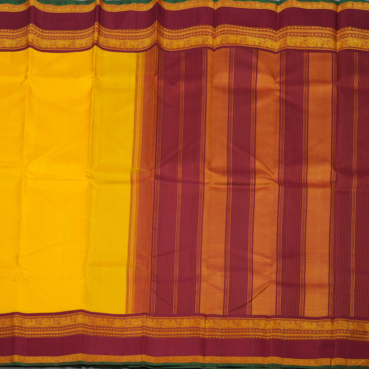 Hayagrivas Handloom Yellow Kanjivaram Silk Saree with Maroon Border KBE1601K4-1