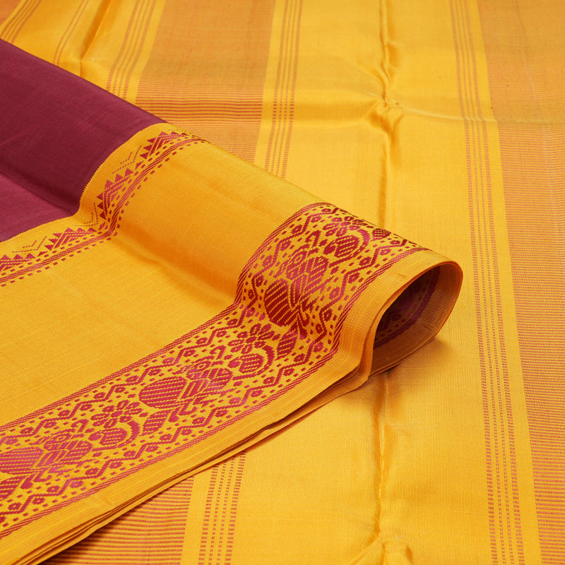 Hayagrivas Handloom Maroon Kanjivaram Silk Saree with Mustard Yellow Border KBE1601K9-2