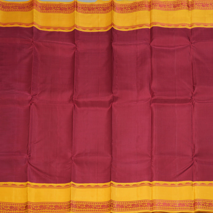 Hayagrivas Handloom Maroon Kanjivaram Silk Saree with Mustard Yellow Border KBE1601K9-2