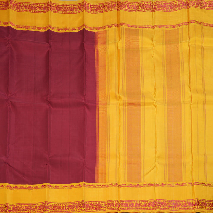 Hayagrivas Handloom Maroon Kanjivaram Silk Saree with Mustard Yellow Border KBE1601K9-2