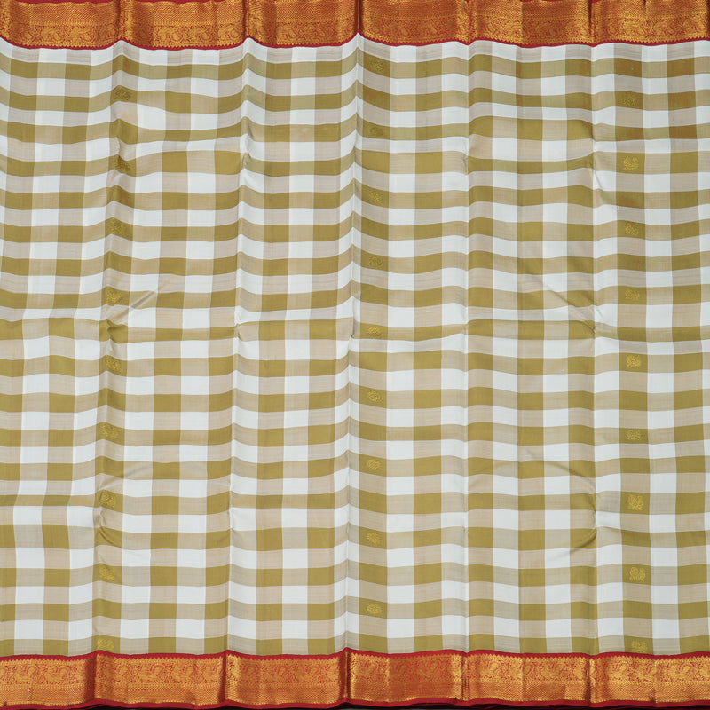 Hayagrivas Handloom Multicolour Checks Kanjivaram Silk Saree with Red border KBE1602K3-1