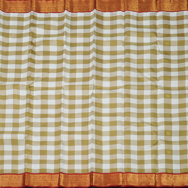 Hayagrivas Handloom Multicolour Checks Kanjivaram Silk Saree with Red border KBE1602K3-1