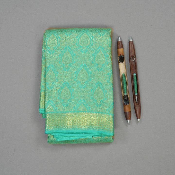 Hayagrivas Handloom Teal Kanjivaram Silk Saree KBE1603K1-11