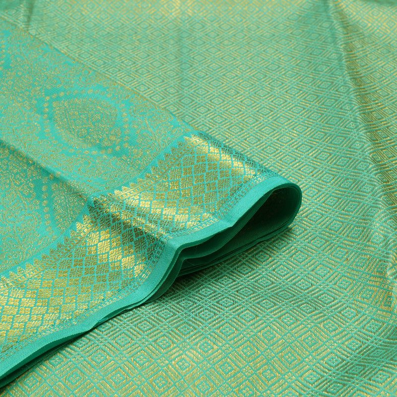 Hayagrivas Handloom Teal Kanjivaram Silk Saree KBE1603K1-11