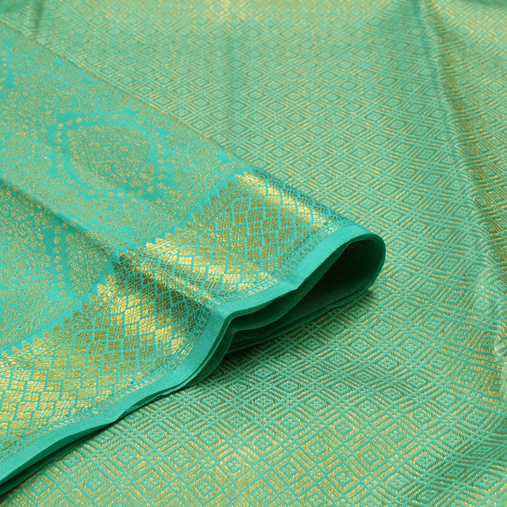 Hayagrivas Handloom Teal Kanjivaram Silk Saree KBE1603K1-11