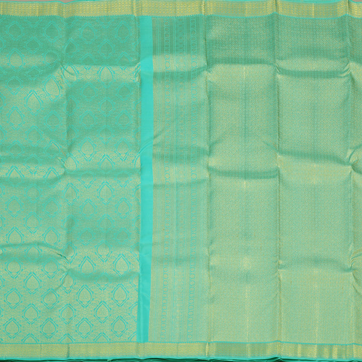 Hayagrivas Handloom Teal Kanjivaram Silk Saree KBE1603K1-11