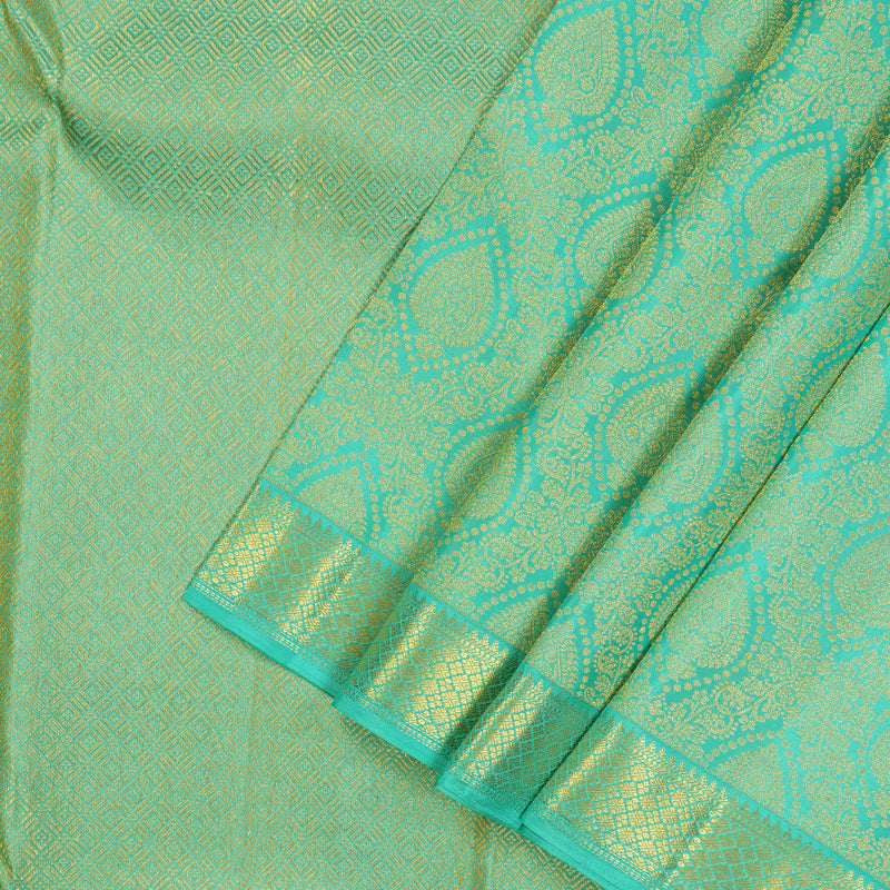 Hayagrivas Handloom Teal Kanjivaram Silk Saree KBE1603K1-11