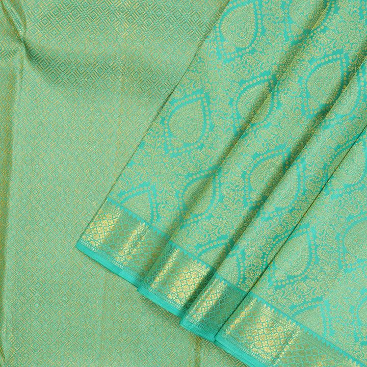 Hayagrivas Handloom Teal Kanjivaram Silk Saree KBE1603K1-11