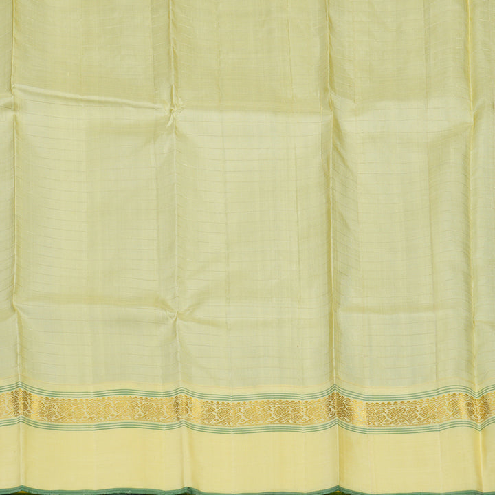 Hayagrivas Handloom Midnight Blue Kanjivaram Silk Saree with Pale Yellow Border KBE1605K13-1