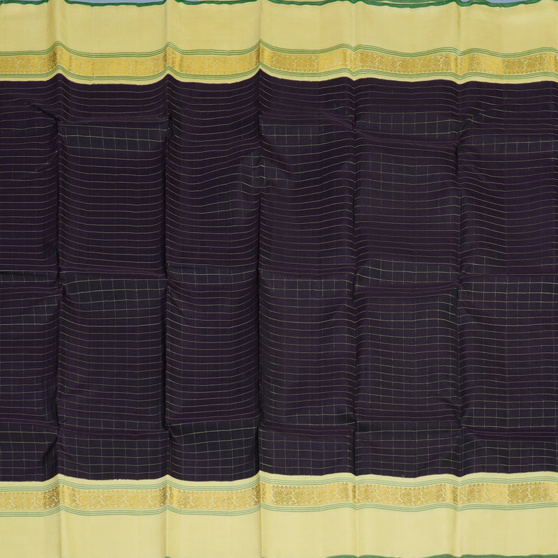 Hayagrivas Handloom Midnight Blue Kanjivaram Silk Saree with Pale Yellow Border KBE1605K13-1