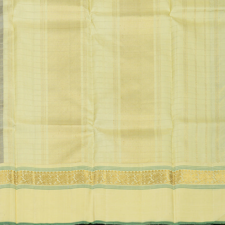 Hayagrivas Handloom Midnight Blue Kanjivaram Silk Saree with Pale Yellow Border KBE1605K13-1