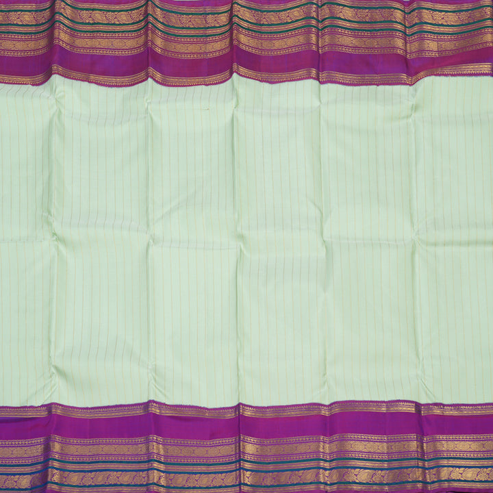 Hayagrivas Handloom Pastel Green Kanjivaram Silk Saree with Purple border KBE1605K5-1
