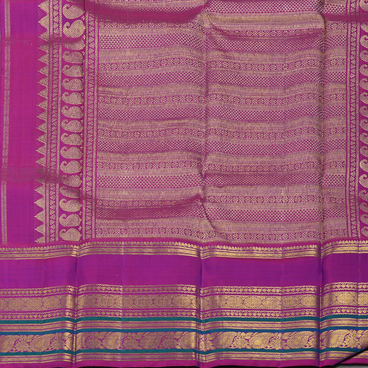 Hayagrivas Handloom Pastel Green Kanjivaram Silk Saree with Purple border KBE1605K5-1