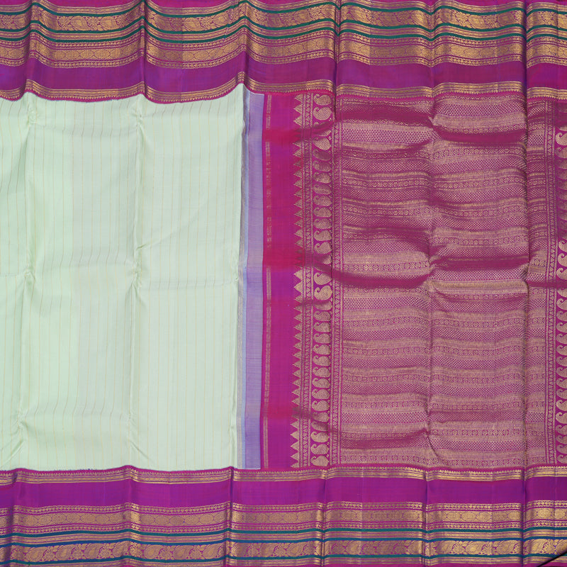 Hayagrivas Handloom Pastel Green Kanjivaram Silk Saree with Purple border KBE1605K5-1