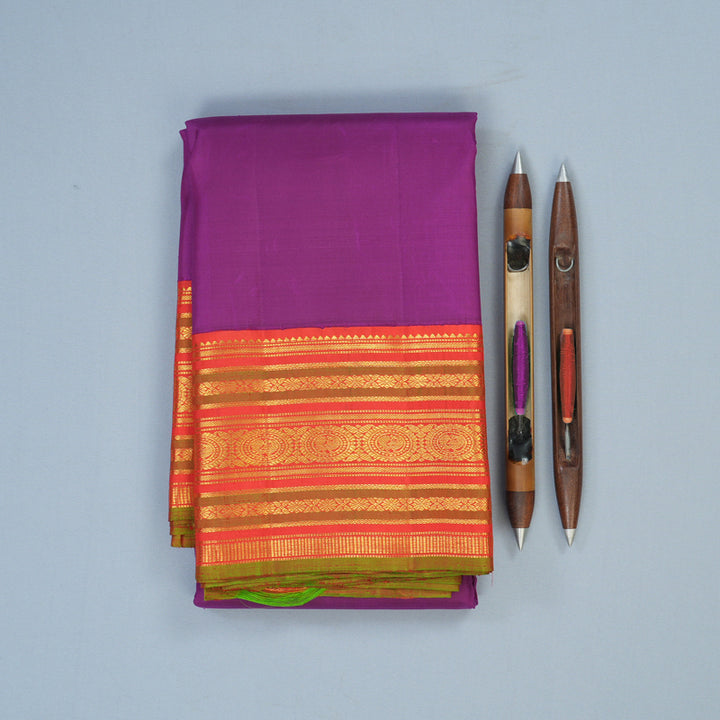 Hayagrivas Handloom Purple Kanjivaram Silk Saree with Red Border KBE1605K8-2