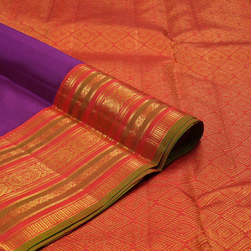 Hayagrivas Handloom Purple Kanjivaram Silk Saree with Red Border KBE1605K8-2