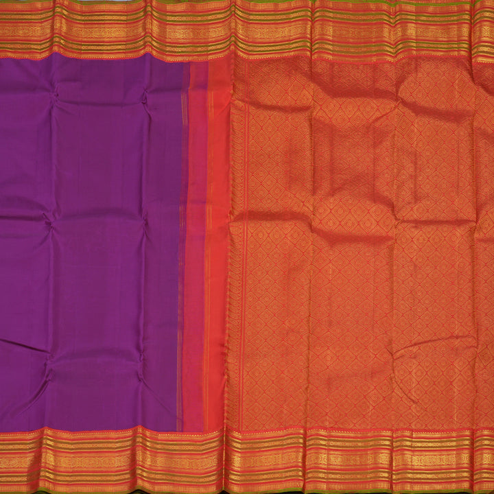 Hayagrivas Handloom Purple Kanjivaram Silk Saree with Red Border KBE1605K8-2