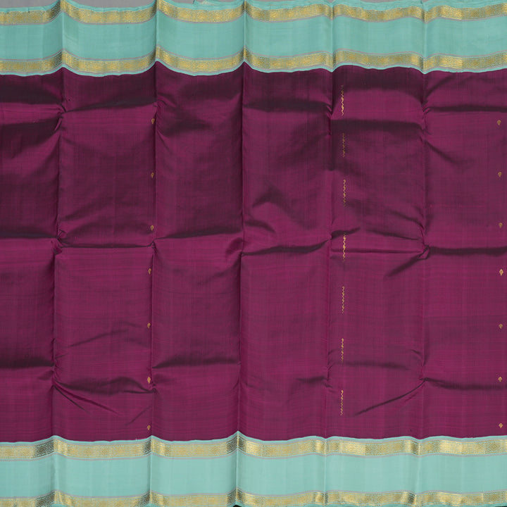 Hayagrivas Handloom Purple Kanjivaram Silk Saree with Teal Border KBE1605K9-2