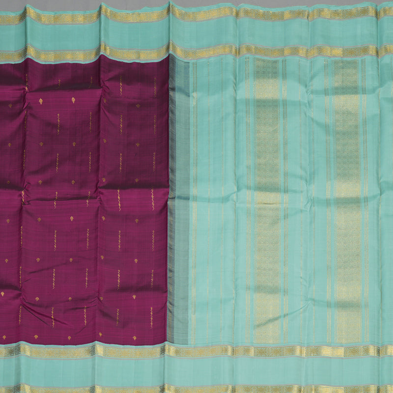 Hayagrivas Handloom Purple Kanjivaram Silk Saree with Teal Border KBE1605K9-2
