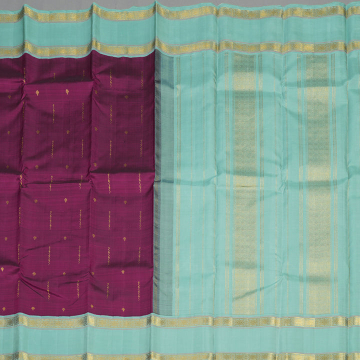 Hayagrivas Handloom Purple Kanjivaram Silk Saree with Teal Border KBE1605K9-2