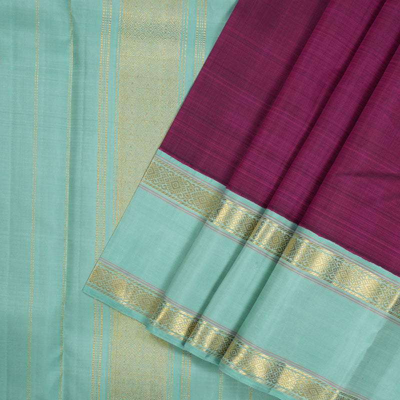 Hayagrivas Handloom Purple Kanjivaram Silk Saree with Teal Border KBE1605K9-2