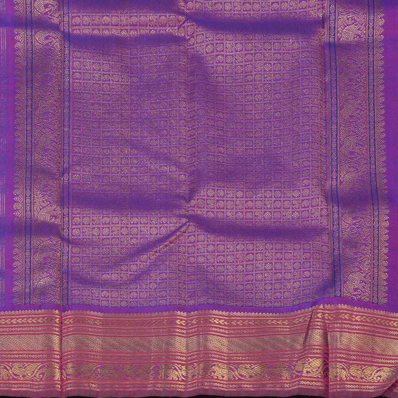 Hayagrivas Handloom Aqua Green Kanjivaram Silk Saree with Purple Border KBE1606K10-1