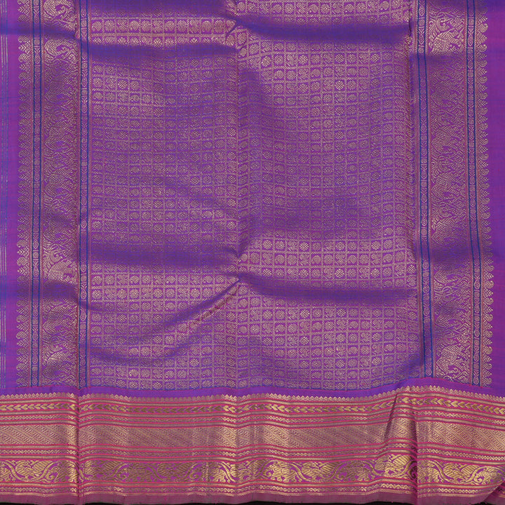 Hayagrivas Handloom Aqua Green Kanjivaram Silk Saree with Purple Border KBE1606K10-1