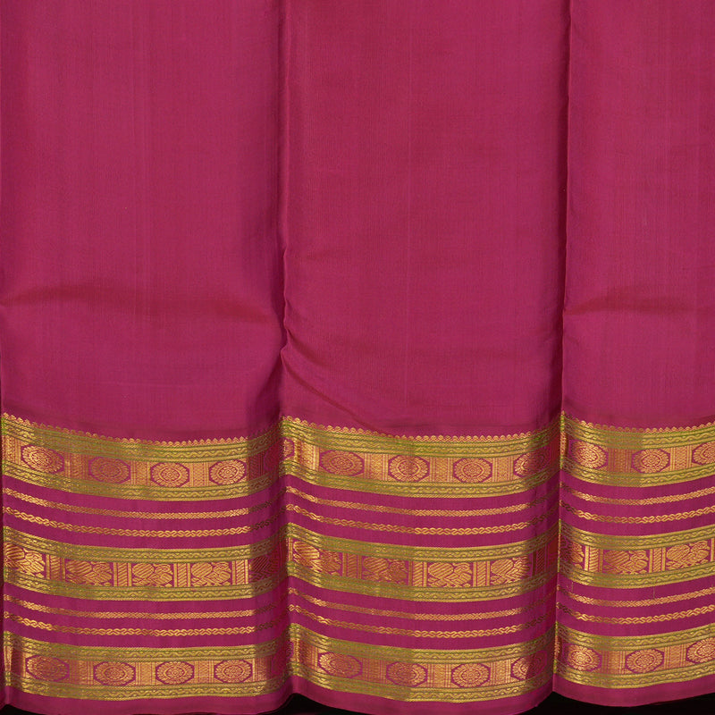 Hayagrivas Handloom Yellow Kanjivaram Silk Saree with Deep Pink Border KBE1606K12-1