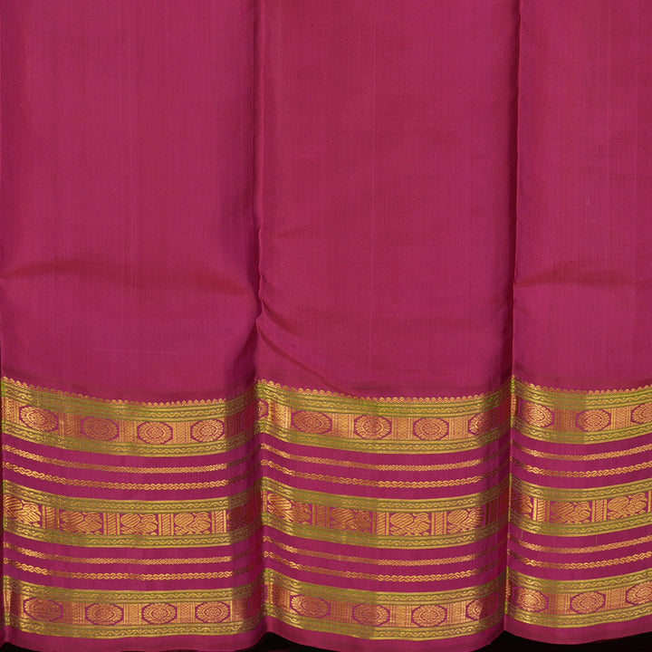 Hayagrivas Handloom Yellow Kanjivaram Silk Saree with Deep Pink Border KBE1606K12-1