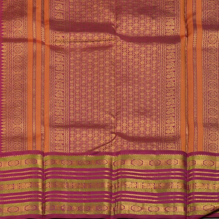 Hayagrivas Handloom Yellow Kanjivaram Silk Saree with Deep Pink Border KBE1606K12-1