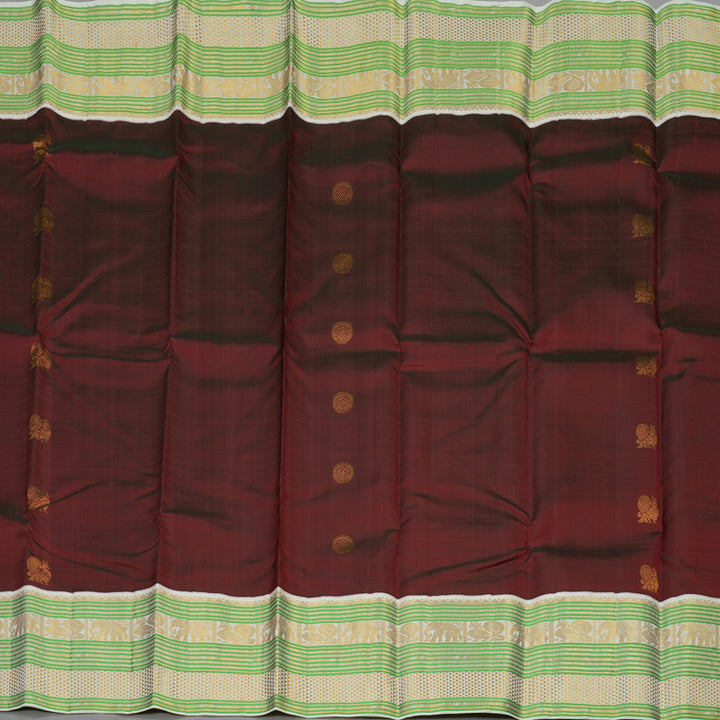 Hayagrivas Handloom Araku Maroon Kanjivaram Silk Saree with Half White Border KBE1606K2-1