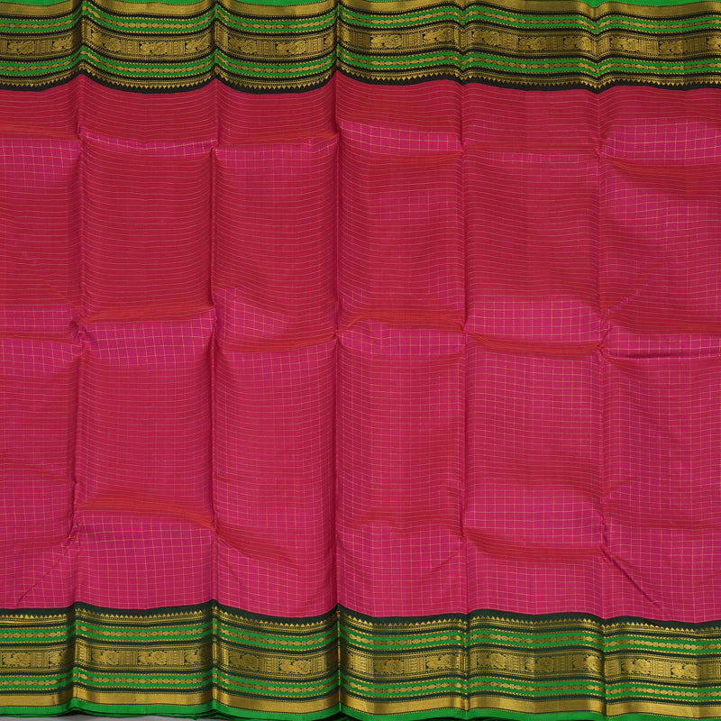 Hayagrivas Handloom Rani Pink Kanjivaram Silk Saree with Karum Pachai border KBE1606K28-1