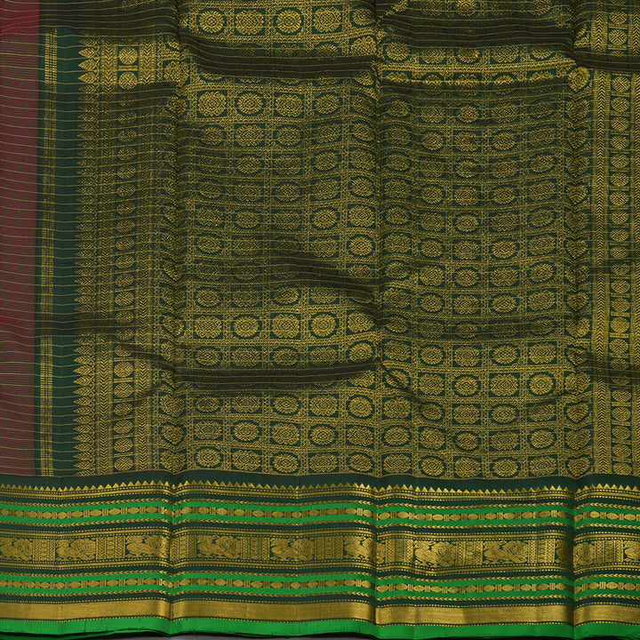 Hayagrivas Handloom Rani Pink Kanjivaram Silk Saree with Karum Pachai border KBE1606K28-1