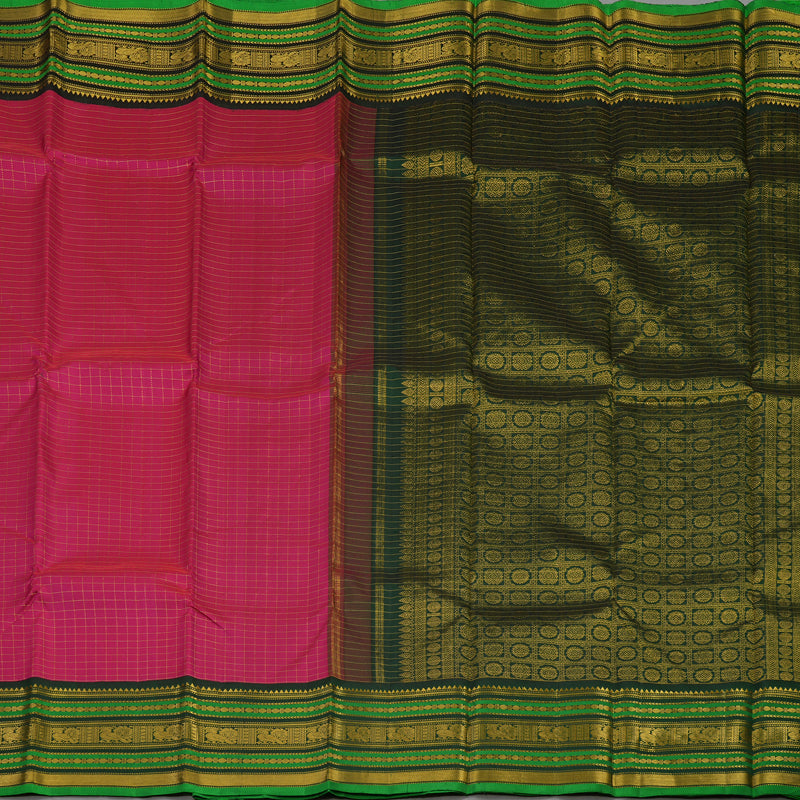 Hayagrivas Handloom Rani Pink Kanjivaram Silk Saree with Karum Pachai border KBE1606K28-1