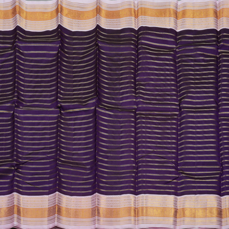 Hayagrivas Handloom Violet Kanjivaram Silk Saree with Baby Pink Border KBE1606K3-1