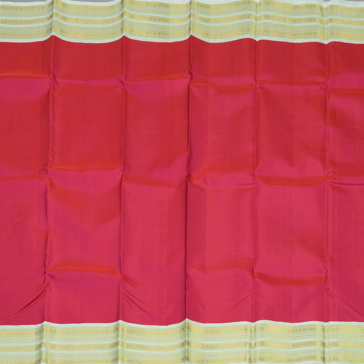 Hayagrivas Handloom Reddish-Pink Kanjivaram Silk Saree with Light Pista Green border KBE1606K31-1