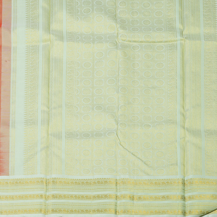 Hayagrivas Handloom Reddish-Pink Kanjivaram Silk Saree with Light Pista Green border KBE1606K31-1