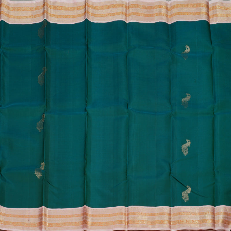 Hayagrivas Handloom Emerald Green Kanjivaram Silk Saree with Baby Pink Border KBE1606K32-1