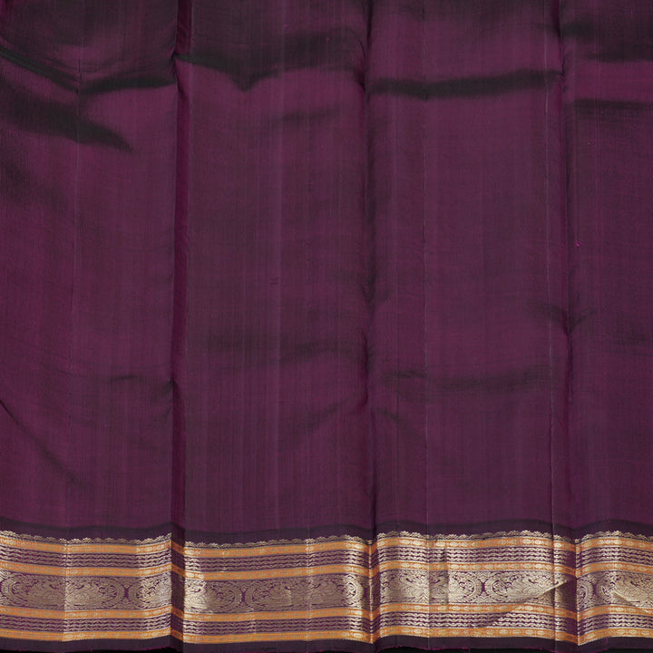 Hayagrivas Handloom Fanta Orange Kanjivaram Silk Saree with Deep Purple Border KBE1606K33-1
