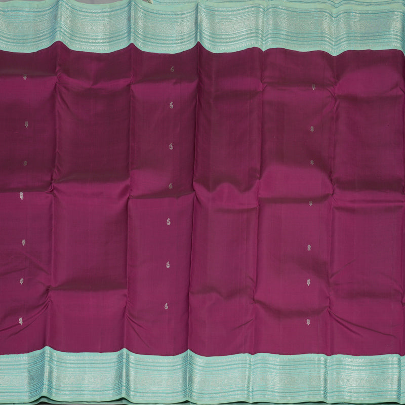 Hayagrivas Handloom Wine Purple Kanjivaram Silk Saree with Powder Blue border KBE1606K34-1