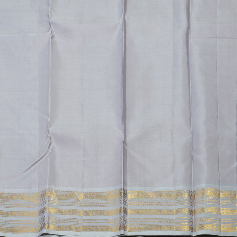 Hayagrivas Handloom Reddish Orange Kanjivaram Silk Saree with Light Grey border KBE1606K37-1